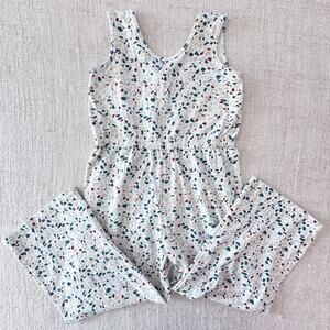 Alice + Ames White Mosaic Print Tank Jumpsuit VGUC 7